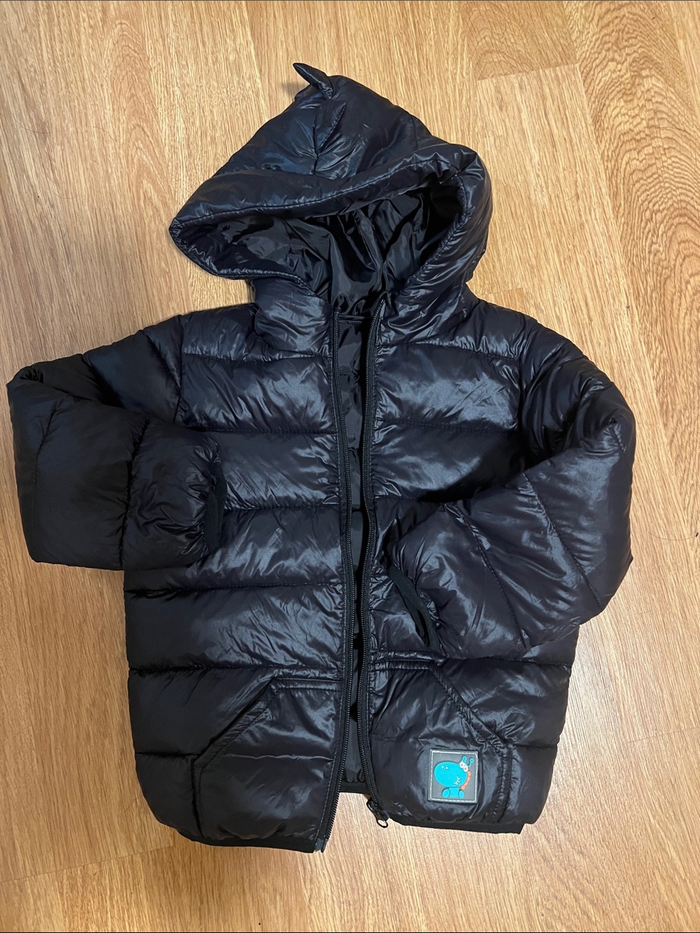 Kids Black Puffer Jacket with Hood